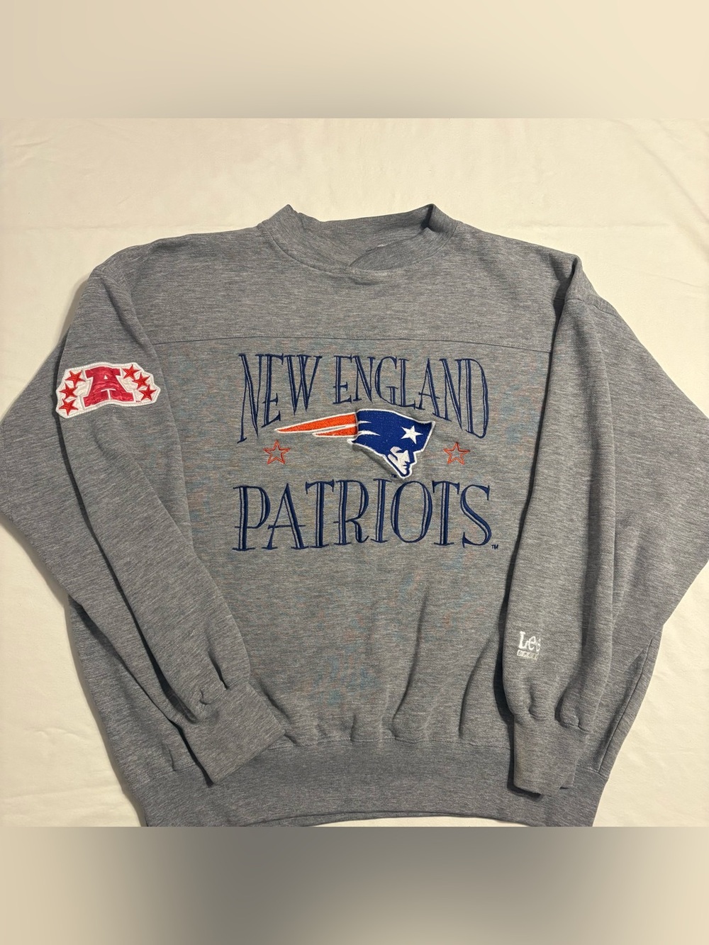 Vintage 90’s New England Patriots Lee Sport Crewneck Sweatshirt XL Gray NFL